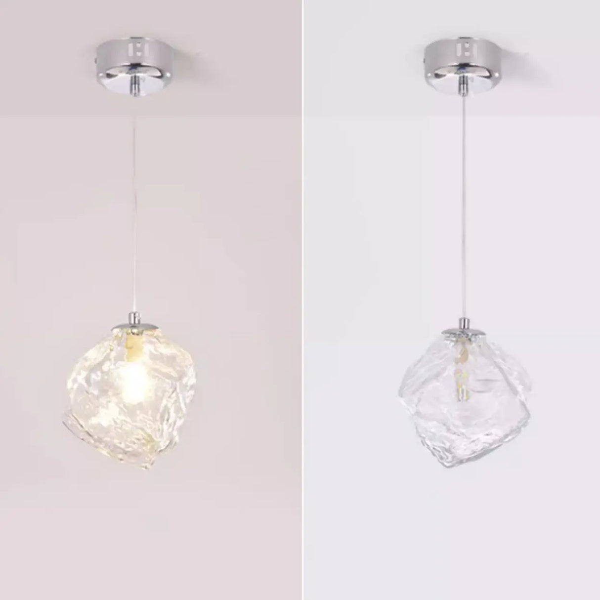 Modern Geometric Clear Glass Round Dining Room Pendant Light Image - 11