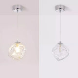 Modern Geometric Clear Glass Round Dining Room Pendant Light Image - 11