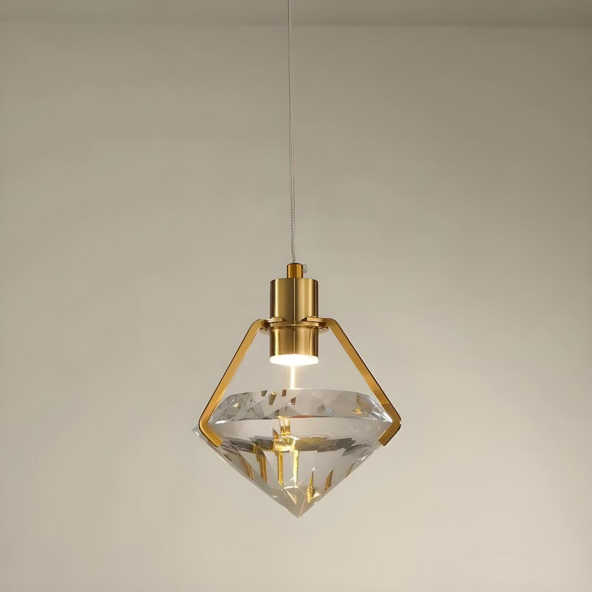 Modern Geometric Diamond Crystal Pendant Light Image - 4