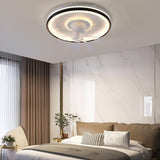 Modern Geometric Dimming Flush Mount Ceiling Fan Light Image - 1