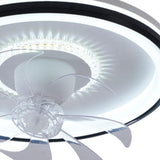 Modern Geometric Dimming Flush Mount Ceiling Fan Light Image - 10