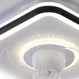 Modern Geometric Dimming Flush Mount Ceiling Fan Light Image - 11