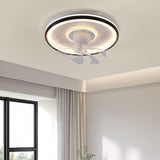 Modern Geometric Dimming Flush Mount Ceiling Fan Light Image - 13