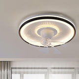 Modern Geometric Dimming Flush Mount Ceiling Fan Light Image - 14