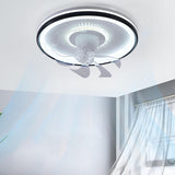 Modern Geometric Dimming Flush Mount Ceiling Fan Light Image - 16