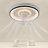 Modern Geometric Dimming Flush Mount Ceiling Fan Light Image - 17