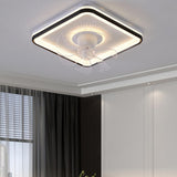 Modern Geometric Dimming Flush Mount Ceiling Fan Light Image - 2