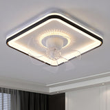 Modern Geometric Dimming Flush Mount Ceiling Fan Light Image - 4