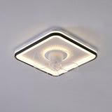 Modern Geometric Dimming Flush Mount Ceiling Fan Light Image - 6