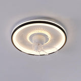 Modern Geometric Dimming Flush Mount Ceiling Fan Light Image - 7