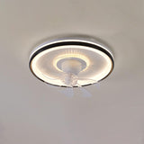 Modern Geometric Dimming Flush Mount Ceiling Fan Light Image - 8