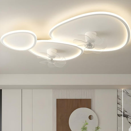 Modern Geometric Frame Recessed Ceiling Fan with Light Image - 1