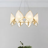 Modern Geometric Gold Crystal Round Hanging Chandelier Image - 2