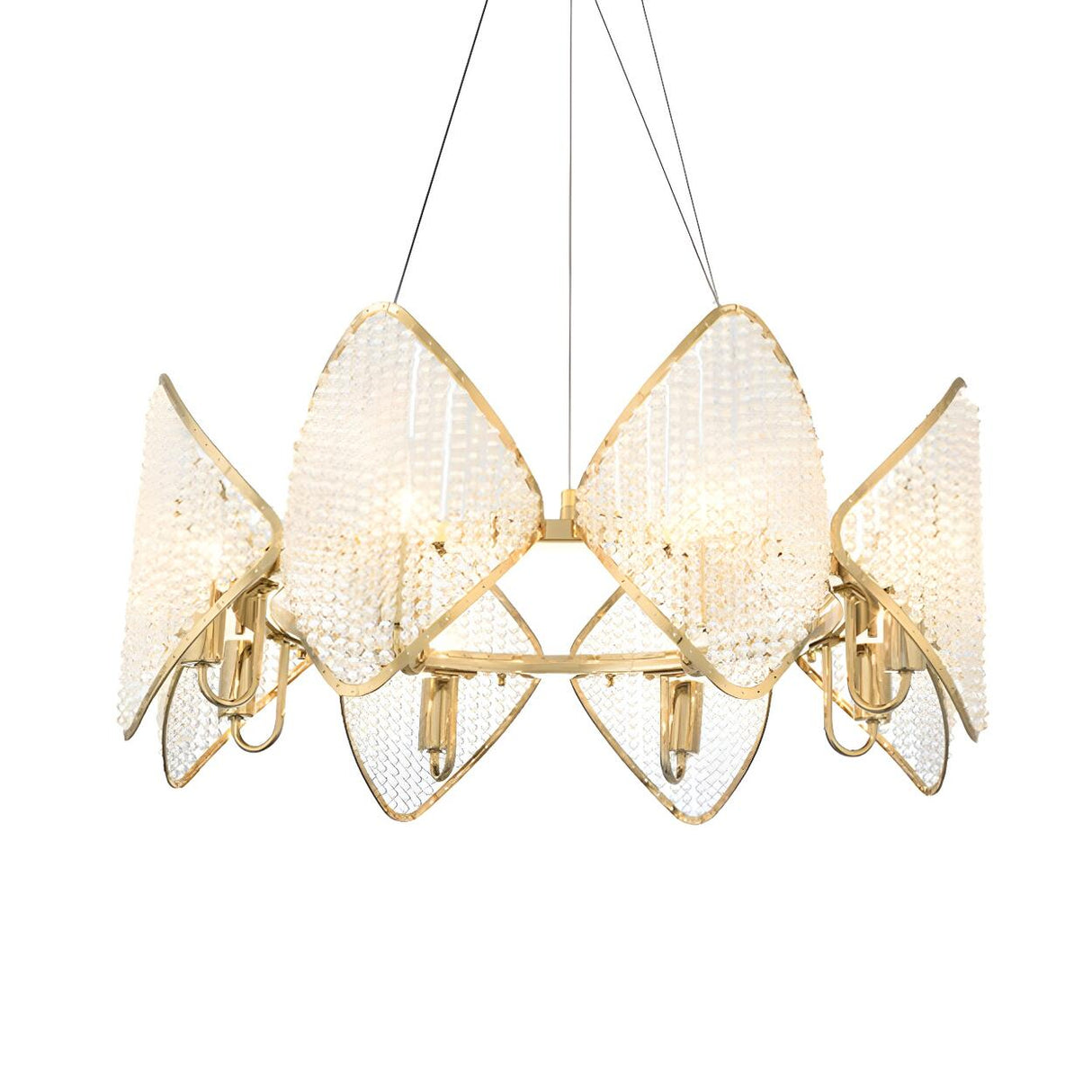 Modern Geometric Gold Crystal Round Hanging Chandelier Image - 3