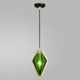 Modern Geometric Green Glass Dining Room Pendant Lights Set Image - 19