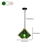 Modern Geometric Green Glass Dining Room Pendant Lights Set #size