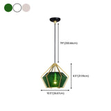 Modern Geometric Green Glass Dining Room Pendant Lights Set Image - 24