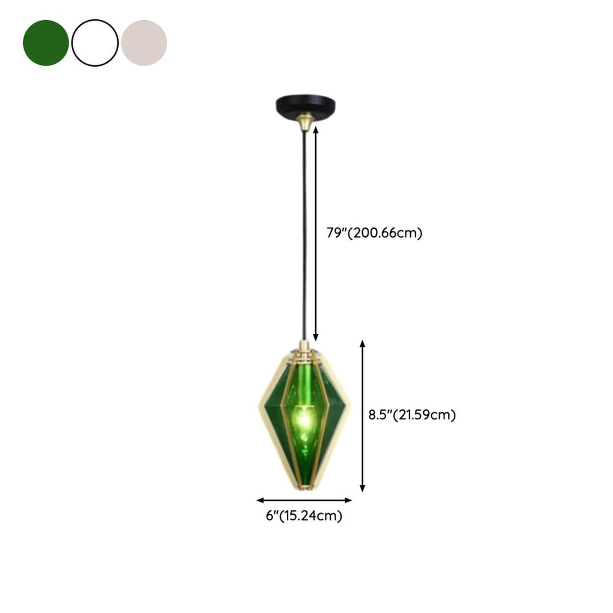 Modern Geometric Green Glass Dining Room Pendant Lights Set Image - 25