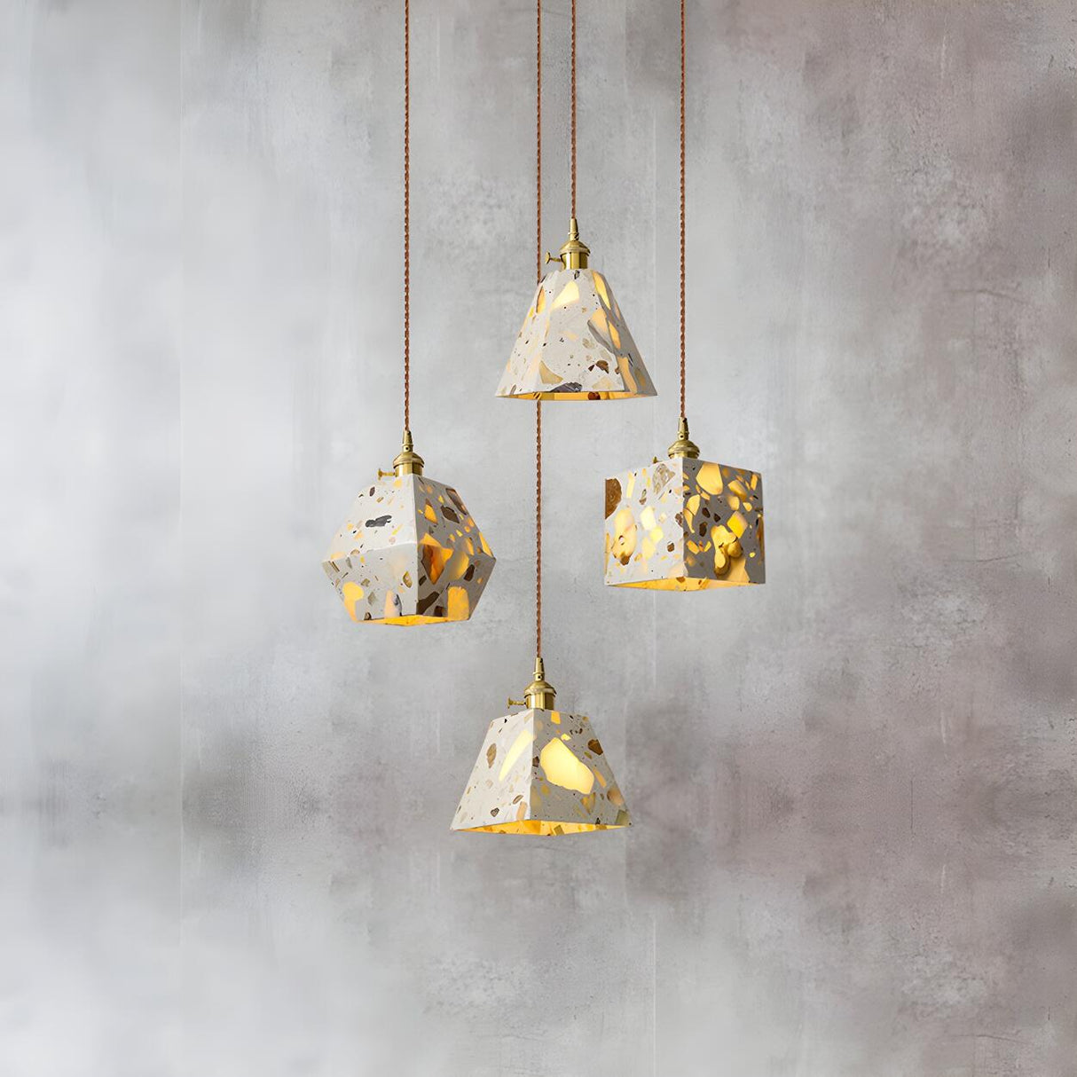 Modern Geometric Grey Metal Adjustable Pendant Lights Image - 4