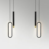 Modern Geometric LED Black Modern Pendant Light Image - 10