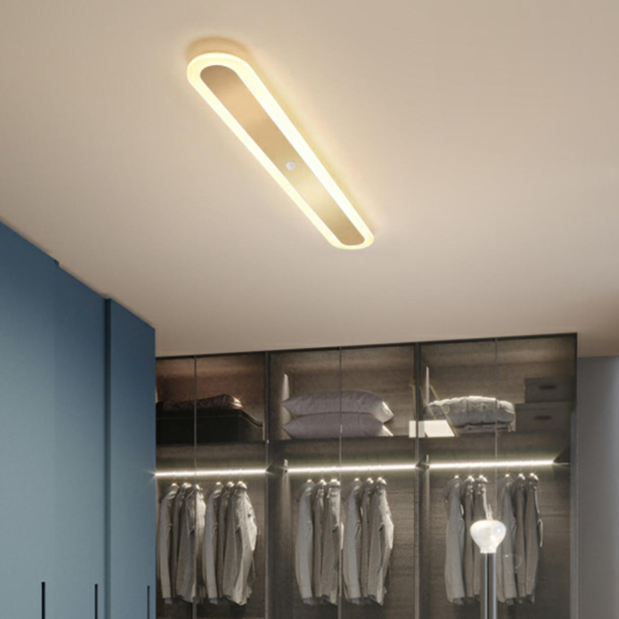 Modern Geometric LED Strip Flush Mount Ceiling Light Image - 4