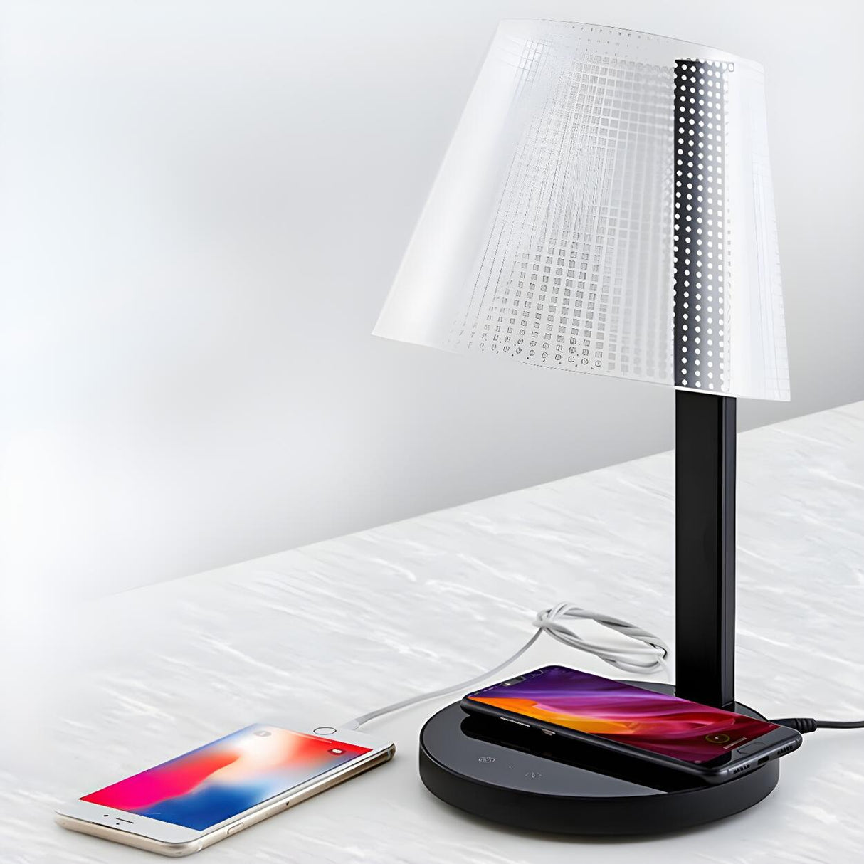 Modern Geometric LED Wireless Charging Base Table Lamp Image - 11