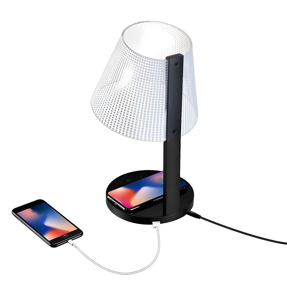 Modern Geometric LED Wireless Charging Base Table Lamp Image - 5