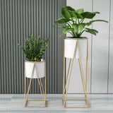 Modern Geometric Metal Floor Nesting Plant Stand White Image - 1