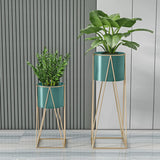 Modern Geometric Metal Floor Nesting Plant Stand White Image - 3