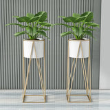 Modern Geometric Metal Floor Nesting Plant Stand White Image - 6