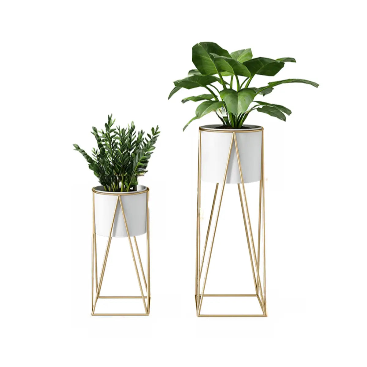 Modern Geometric Metal Floor Nesting Plant Stand White Image - 9