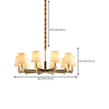 Modern Geometric Metal  Gold 8 Lights Fabric Chandelier Image - 17