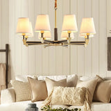 Modern Geometric Metal  Gold 8 Lights Fabric Chandelier Image - 4