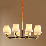 Modern Geometric Metal  Gold 8 Lights Fabric Chandelier Image - 6