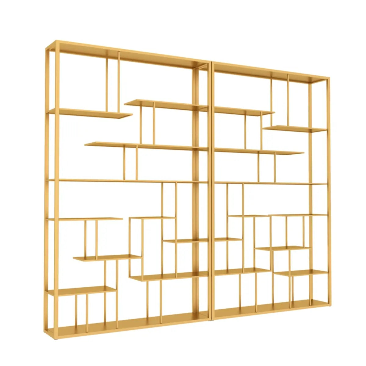 Modern Geometric Metal Gold Etagere Display Bookcase Image - 2