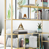 Modern Geometric Metal Gold Etagere Display Bookcase Image - 6