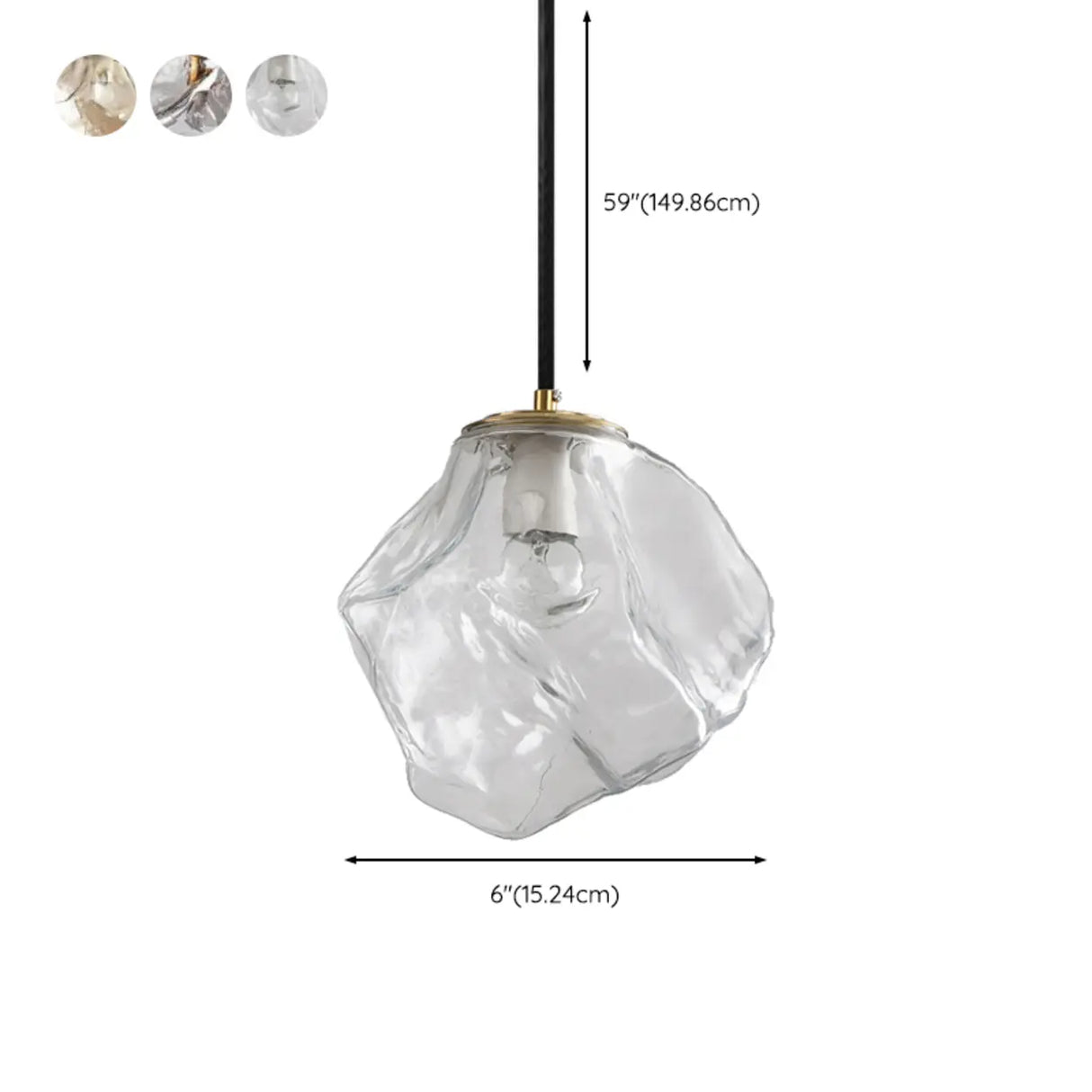 Modern Geometric Metal Pendant Light Clear Glass Bedroom 