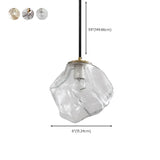 Modern Geometric Metal Pendant Light Clear Glass Bedroom #size