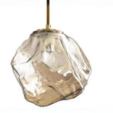 Modern Geometric Metal Pendant Light Clear Glass Bedroom Image - 2