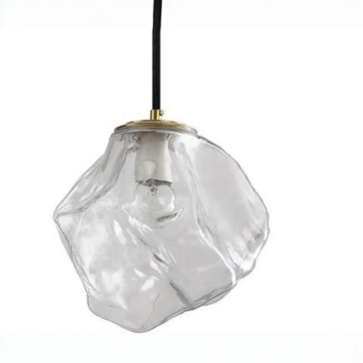 Modern Geometric Metal Pendant Light Clear Glass Bedroom Image - 6