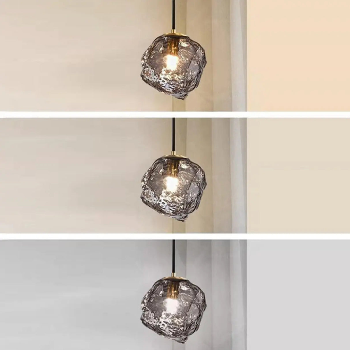 Modern Geometric Metal Pendant Light Clear Glass Bedroom Image - 7