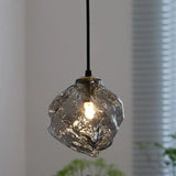 Modern Geometric Metal Pendant Light Clear Glass Bedroom Image - 8