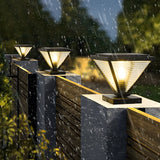 Modern Geometric Metal Pyramid Outdoor Black Post Light Image - 1