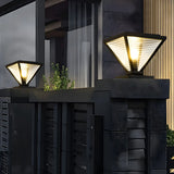 Modern Geometric Metal Pyramid Outdoor Black Post Light Image - 13