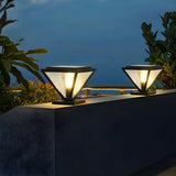 Modern Geometric Metal Pyramid Outdoor Black Post Light Image - 15