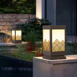 Modern Geometric Pattern Metal Outdoor Decor Post Light Image - 1