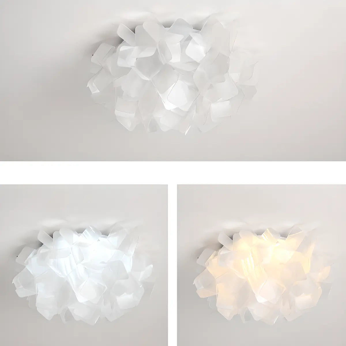 Dreamy Bedroom White Geometric Petal Flush Mount Light Image - 13