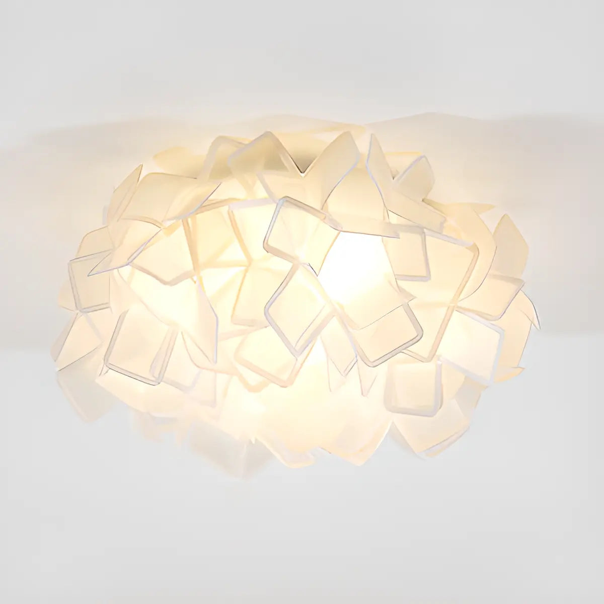 Dreamy Bedroom White Geometric Petal Flush Mount Light Image - 24