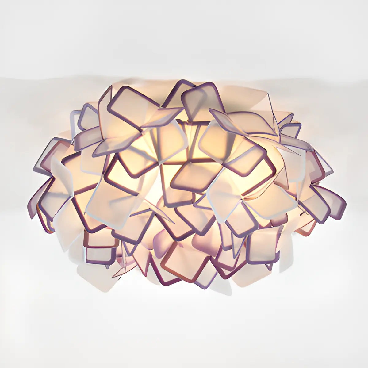 Dreamy Bedroom White Geometric Petal Flush Mount Light Image - 4