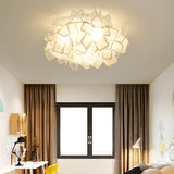 Dreamy Bedroom White Geometric Petal Flush Mount Light Image - 7